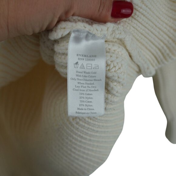 Everlane‎ Womens Chunky Cable Knit Sweater Ivory Pullover M - Picture 3 of 9